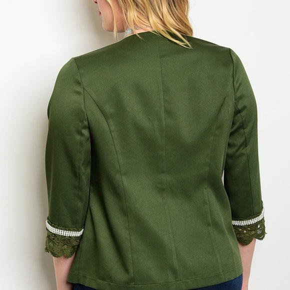 NWT Olive Green Cropped Blazer - Picture 4 of 4